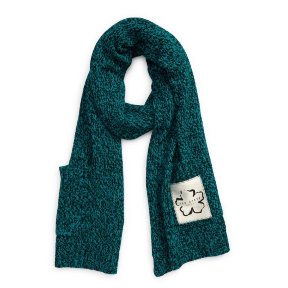 Ted Baker Iduna Melange Wool-Cashmere-Blend Pocket Scarf